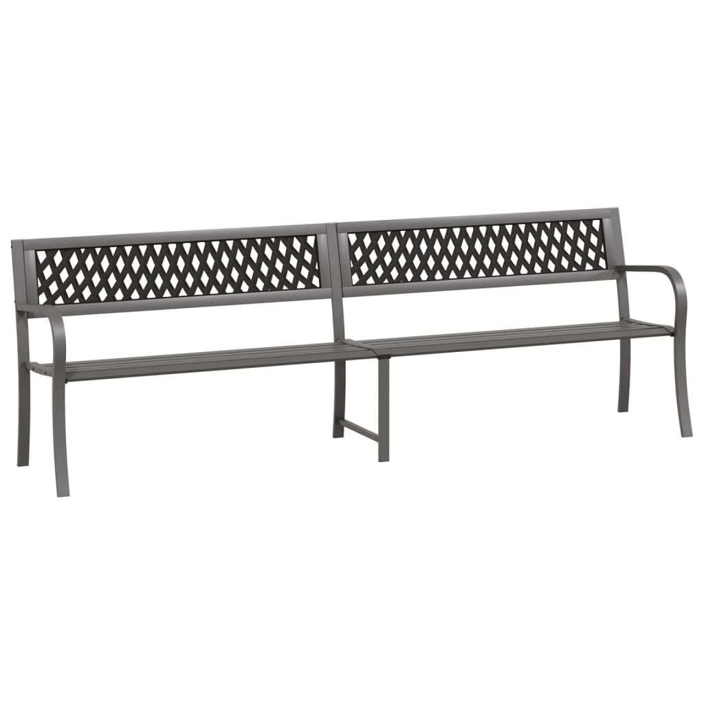 vidaXL Twin Patio Bench 96.9" Gray Steel - Weather-Resistant and Durable