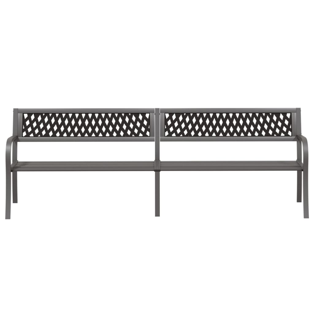 vidaXL Twin Patio Bench 96.9" Gray Steel - Weather-Resistant and Durable