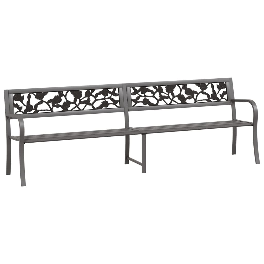 vidaXL Twin Patio Bench 96.9" Gray Steel - Vintage Style, Weather-Resistant, Durable