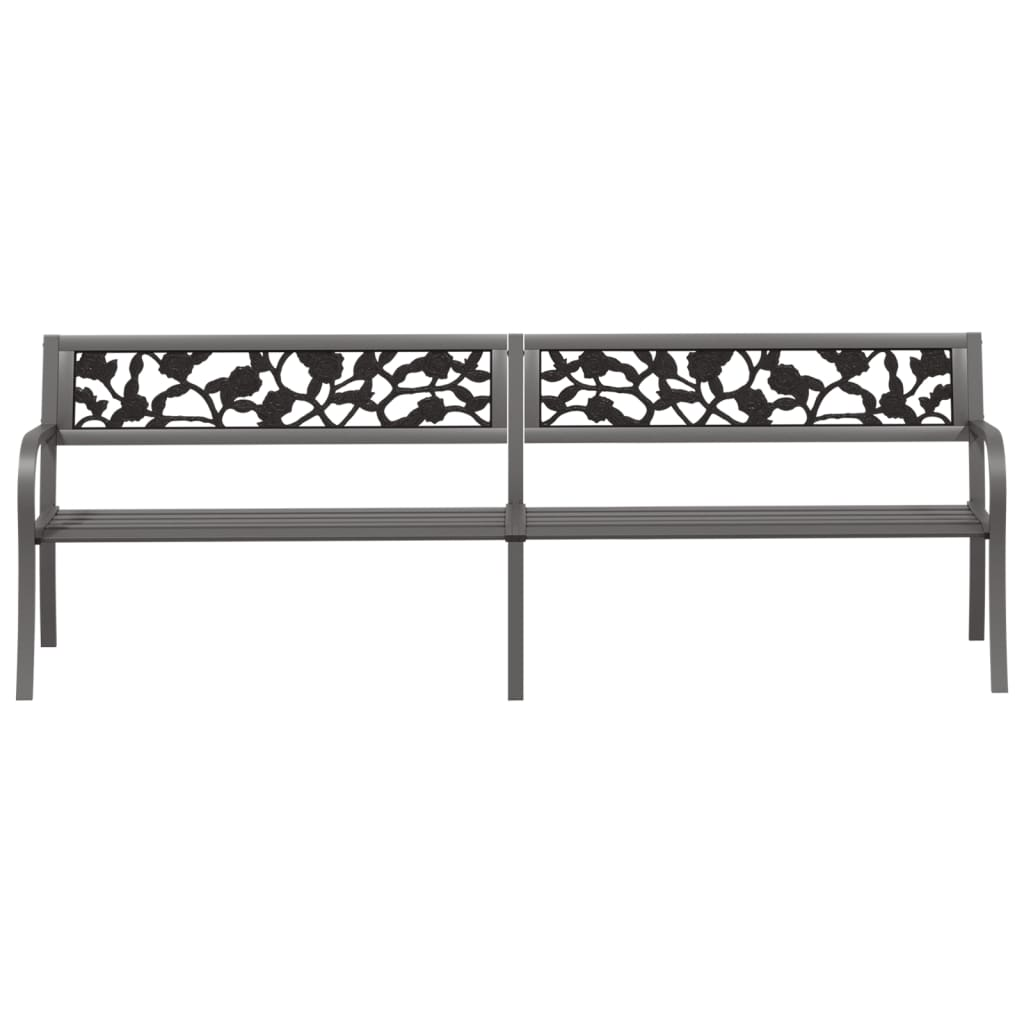 vidaXL Twin Patio Bench 96.9" Gray Steel - Vintage Style, Weather-Resistant, Durable