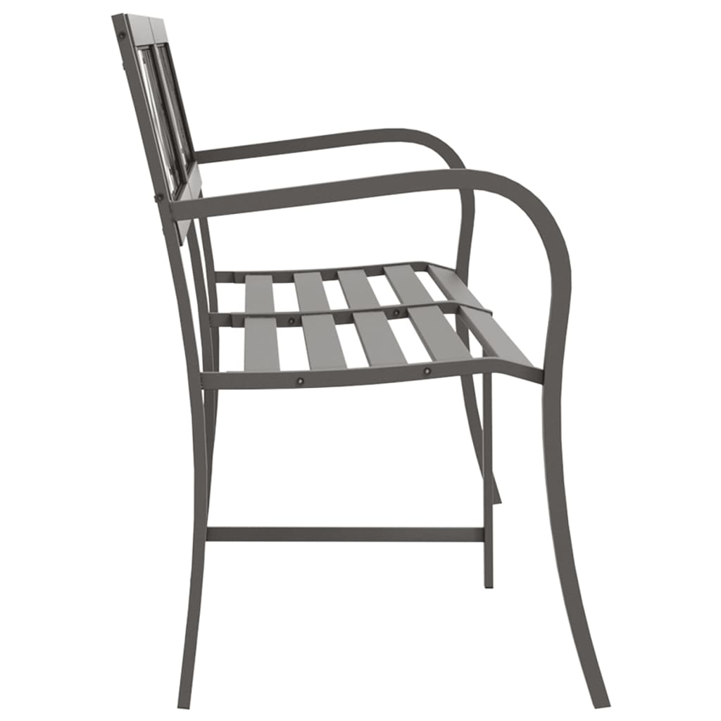 vidaXL Twin Patio Bench 96.9" Gray Steel - Vintage Style, Weather-Resistant, Durable