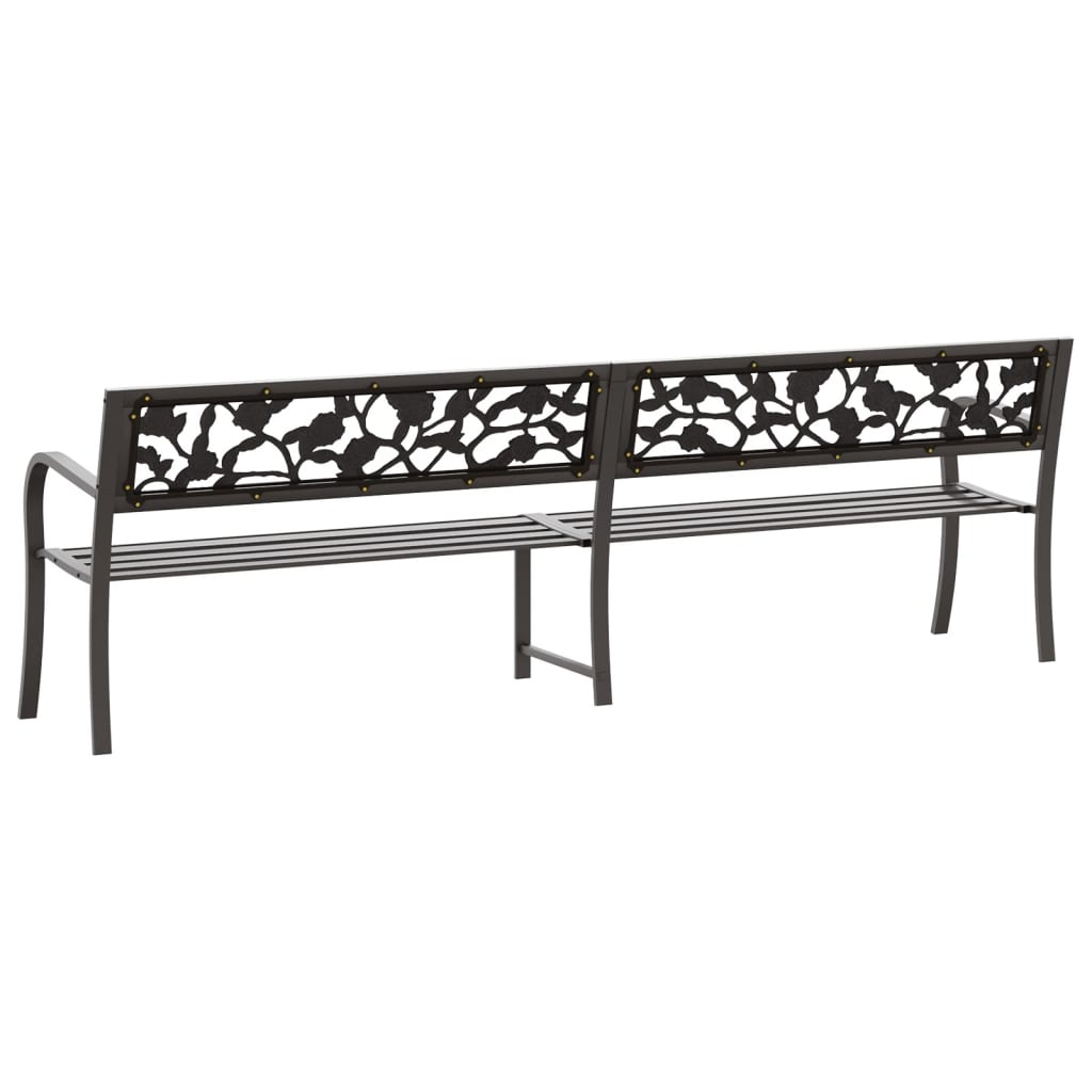 vidaXL Twin Patio Bench 96.9" Gray Steel - Vintage Style, Weather-Resistant, Durable