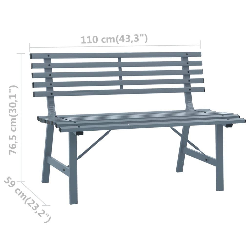 vidaXL Patio Bench 43.3" Steel Gray - Durable and Stylish Outdoor Furniture