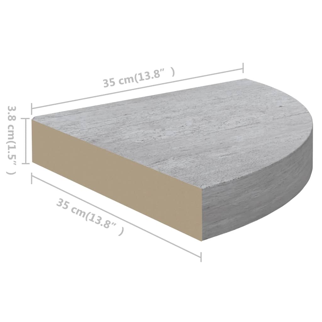 vidaXL Wall Corner Shelves 2 pcs Concrete Gray 13.7"x13.7"x1.4" MDF - Display your Favorites with Style