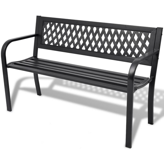 vidaXL Patio Bench 46.5" Steel Black - Weather-Resistant and Durable