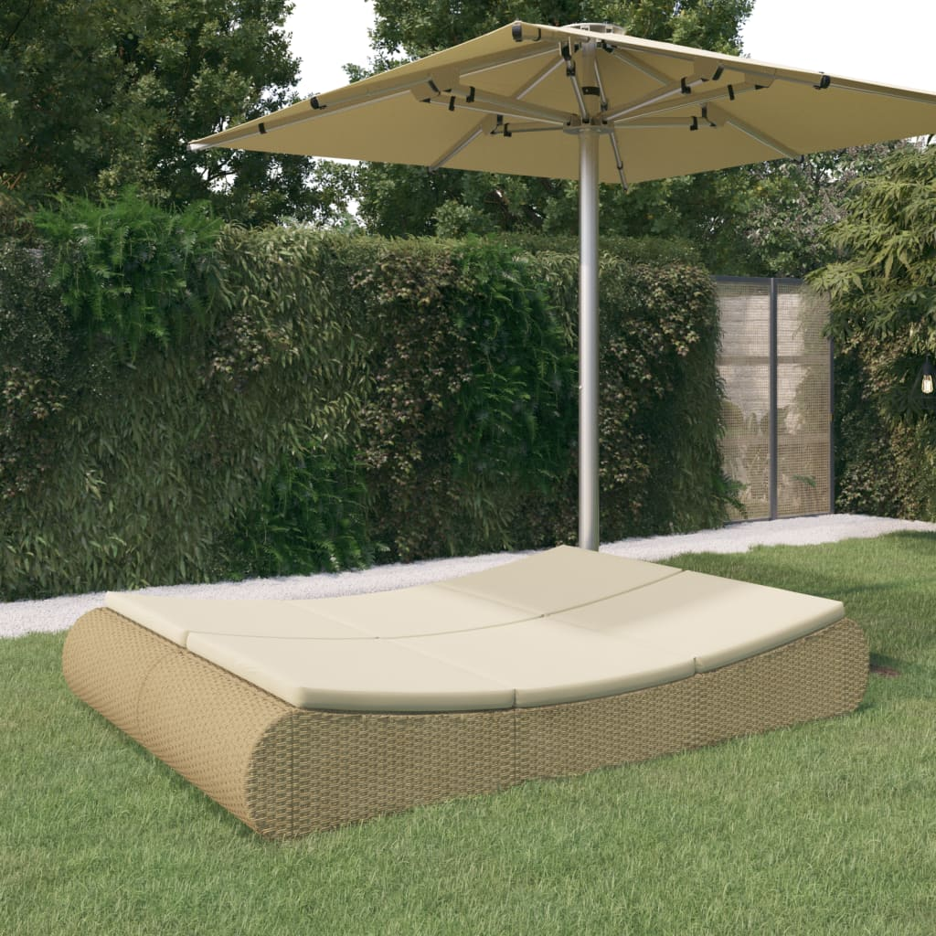 vidaXL Patio Lounge Bed Poly Rattan Beige - Stylish and Comfortable Outdoor Furniture