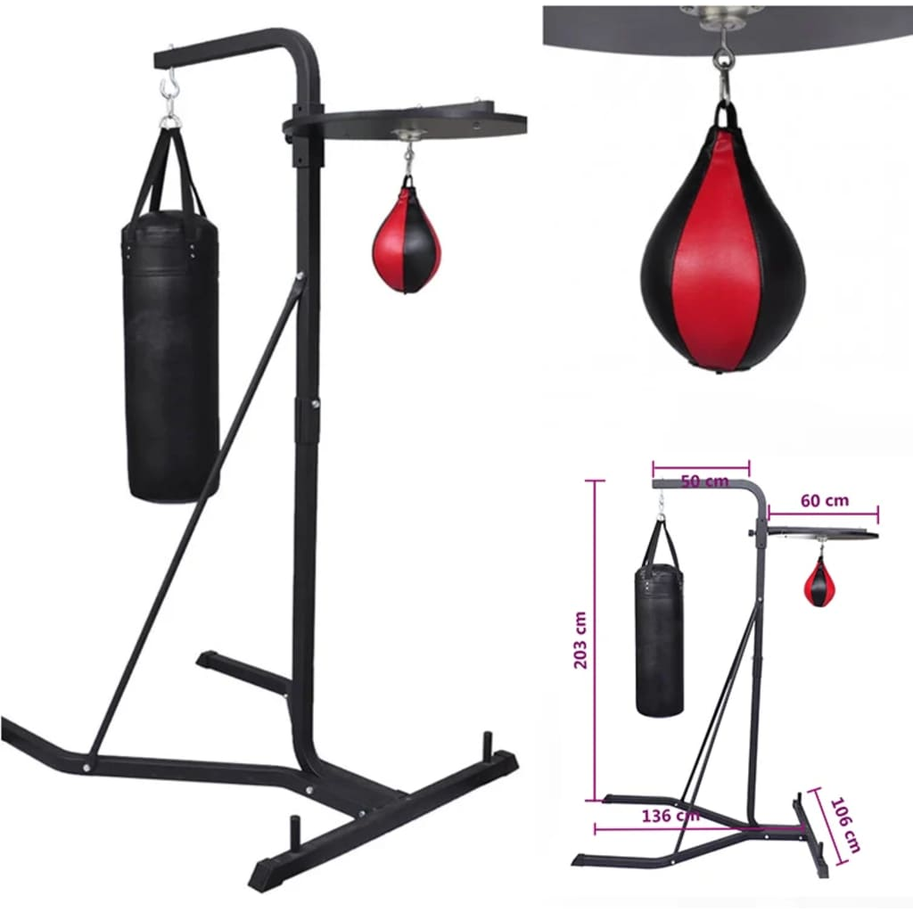 Box Stand 2-Way - Steel Frame, Punching Bag, Speedball, and Platform Included