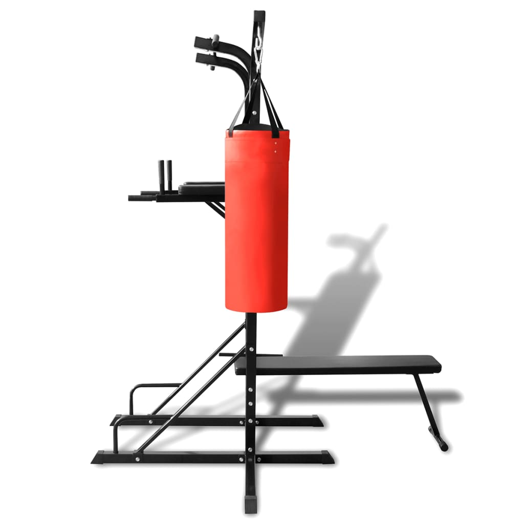 Power Tower with Sit-up Bench and Boxing Bag - Multi-Functional Fitness Equipment