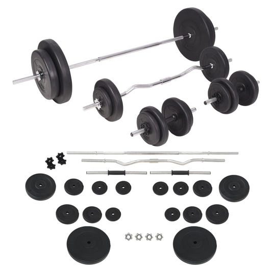 vidaXL Barbell and Dumbbell Set 198.4 lb - Versatile Weightlifting Set for Total Body Workout
