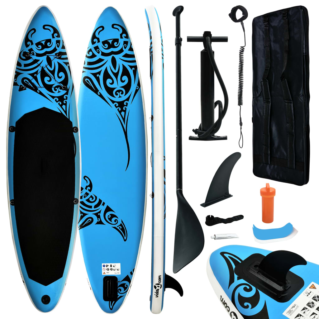 vidaXL Inflatable Stand Up Paddleboard Set 126"x29.9"x5.9" Blue