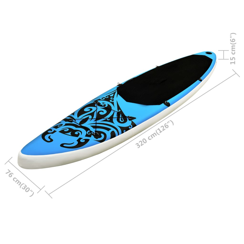 vidaXL Inflatable Stand Up Paddleboard Set 126"x29.9"x5.9" Blue