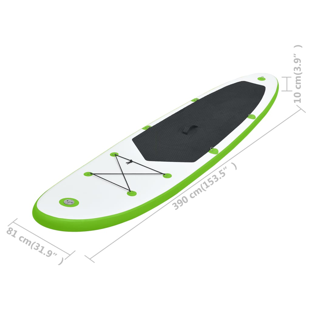 vidaXL Inflatable Stand Up Paddle Board Set Green and White