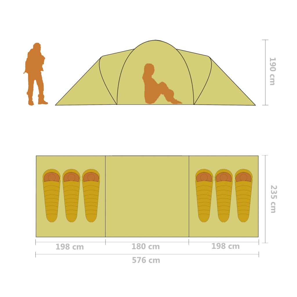 vidaXL Camping Tent 6 Persons Blue and Green - Spacious and Easy to Set Up