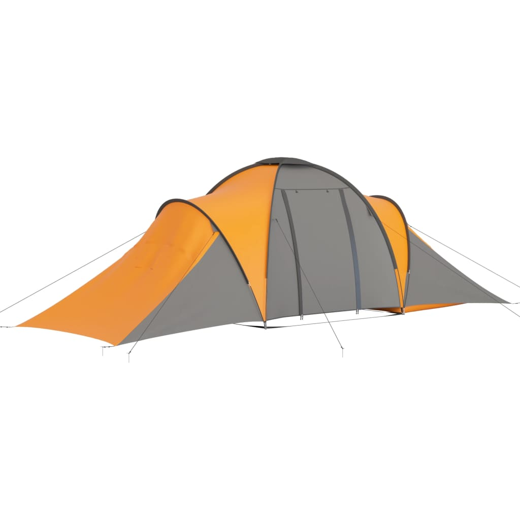 vidaXL Camping Tent 6 Persons Gray and Orange - Spacious and Easy-to-Set-Up