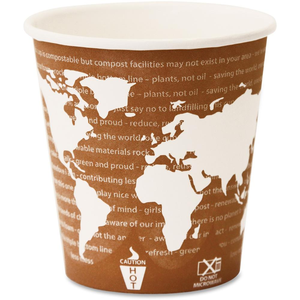 Eco-Products 10 oz World Art Hot Beverage Cups - Leakproof, Plant-Based Resin Lining