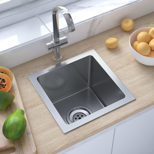 vidaXL Handmade Kitchen Sink Stainless Steel - Contemporary Design, Anti-Condensation Paint, Sound-Proofing