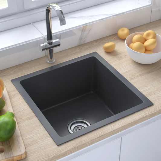 vidaXL Handmade Kitchen Sink Black Stainless Steel - Contemporary Design