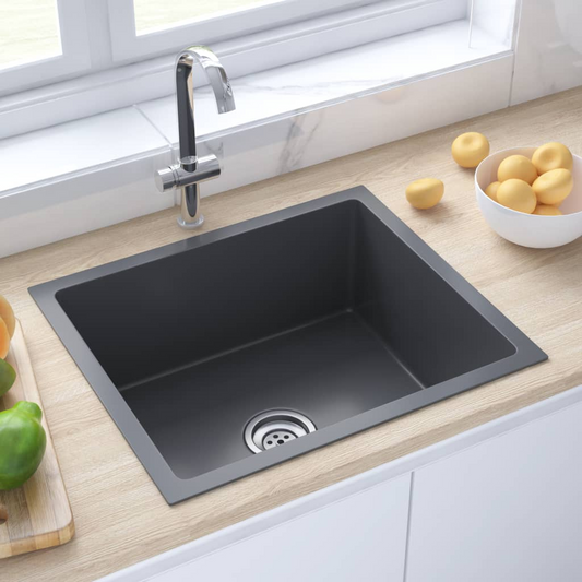 vidaXL Handmade Kitchen Sink Black Stainless Steel - Contemporary Design, High-Grade Craftsmanship