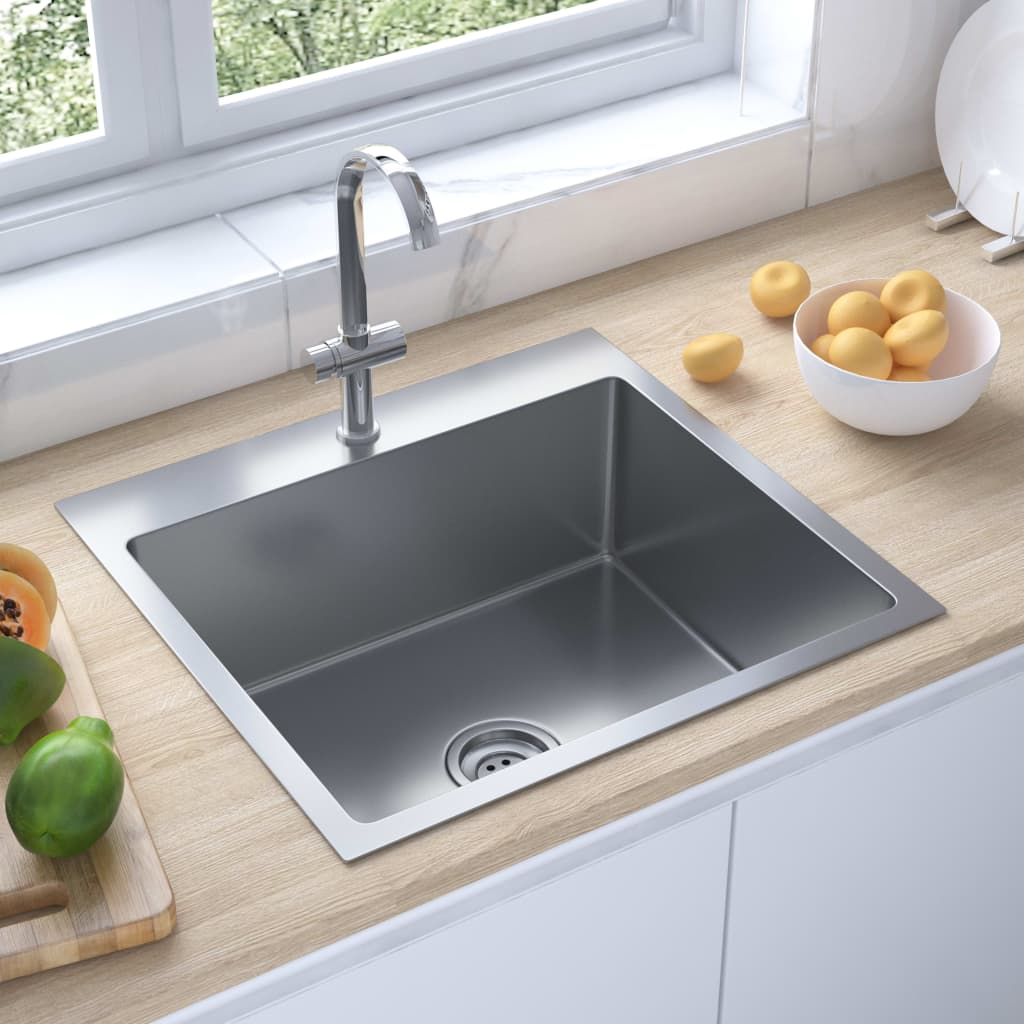 vidaXL Handmade Kitchen Sink Stainless Steel - Elegant and Functional