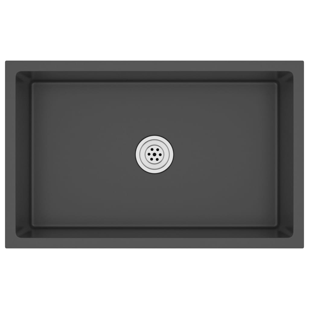 vidaXL Handmade Kitchen Sink Black Stainless Steel - Contemporary Design, High-Grade Stainless Steel