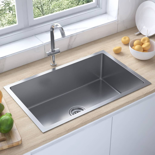 vidaXL Handmade Kitchen Sink Stainless Steel - Contemporary Design, High-Grade Stainless Steel, Soundproofing, Multiple Installation Options