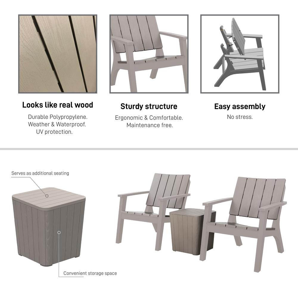 3 Piece Patio Seating Set - Rustic Outdoor Conversation Furniture