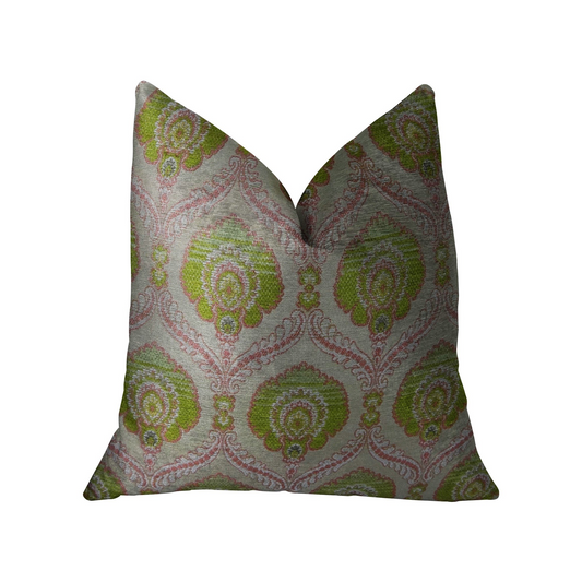 Tulip Garden Pink and Green Handmade Luxury Pillow - Elegant Floral Design