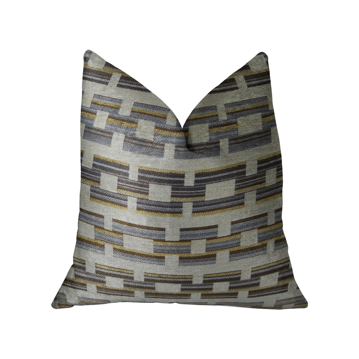 Foursquare White and Gray Handmade Luxury Pillow - Plutus Home