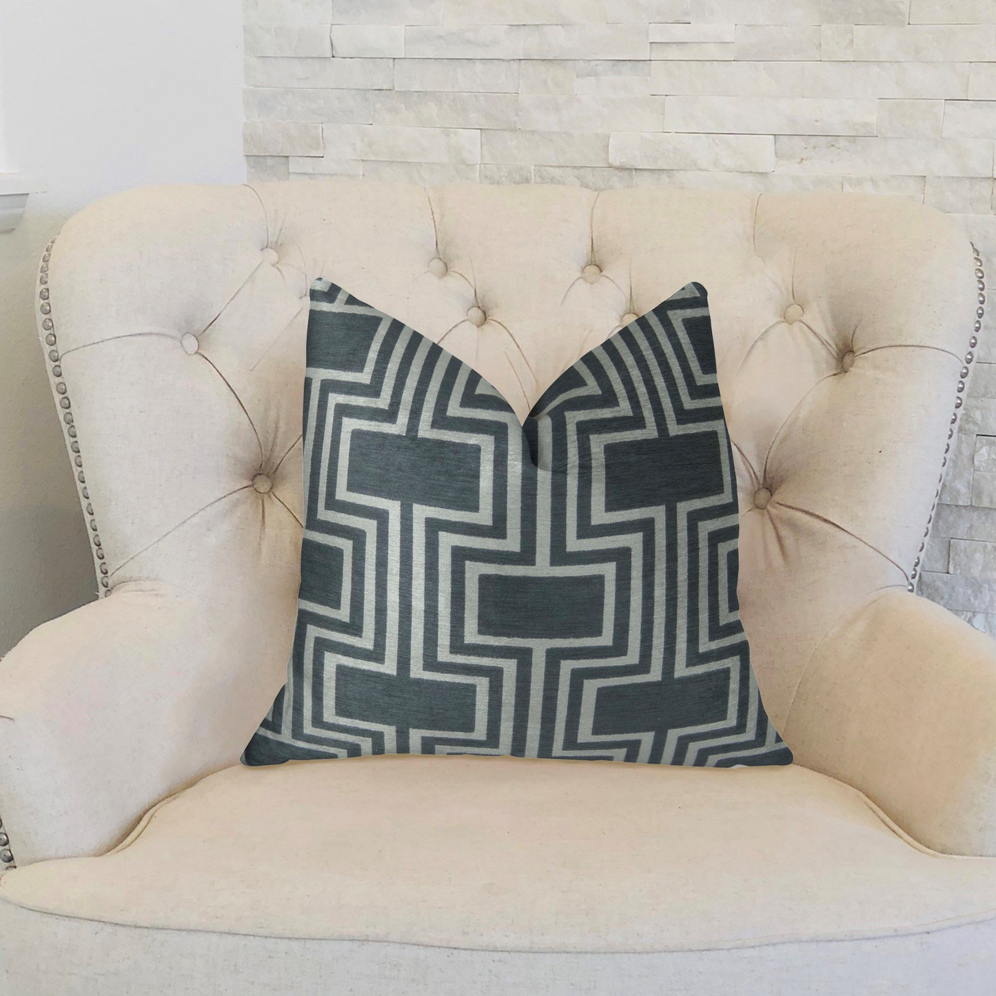 Argyle Square Black and White Handmade Luxury Pillow - Decorative Throw Pillow for Stylish Spaces