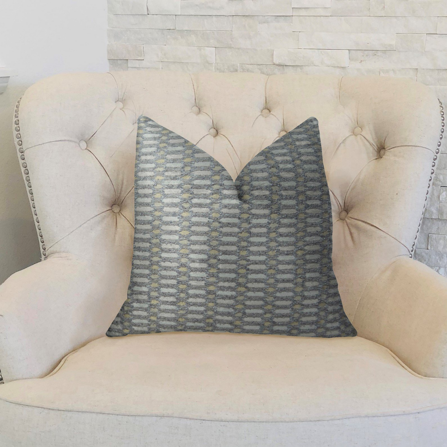 Trivoli Circle Gray and Cream Handmade Luxury Pillow - Radiant and Elegant