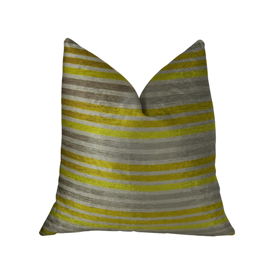 Kaleva Lime and Gray Handmade Luxury Pillow - Eye-Catching and Sumptuous
