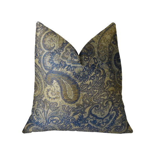 Myrtle Navy Blue and Taupe Handmade Luxury Pillow - Elegant Home Decor