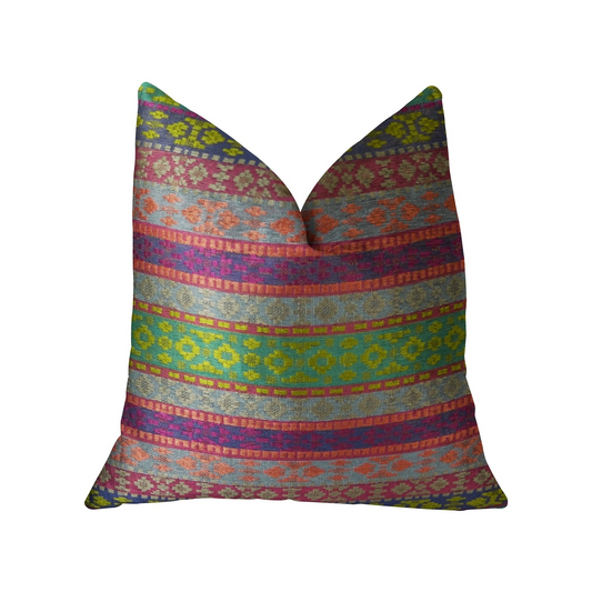 Avalanche Magenta Green and Blue Handmade Luxury Pillow - Chic Decorative Throw Pillow