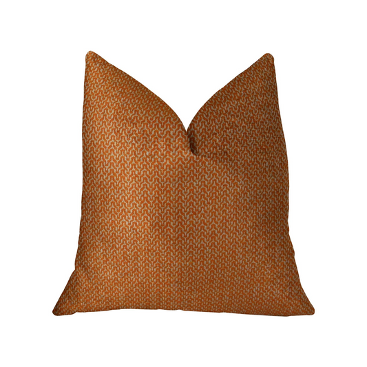 Kashmiri Oak Orange and Taupe Handmade Luxury Pillow - Plutus