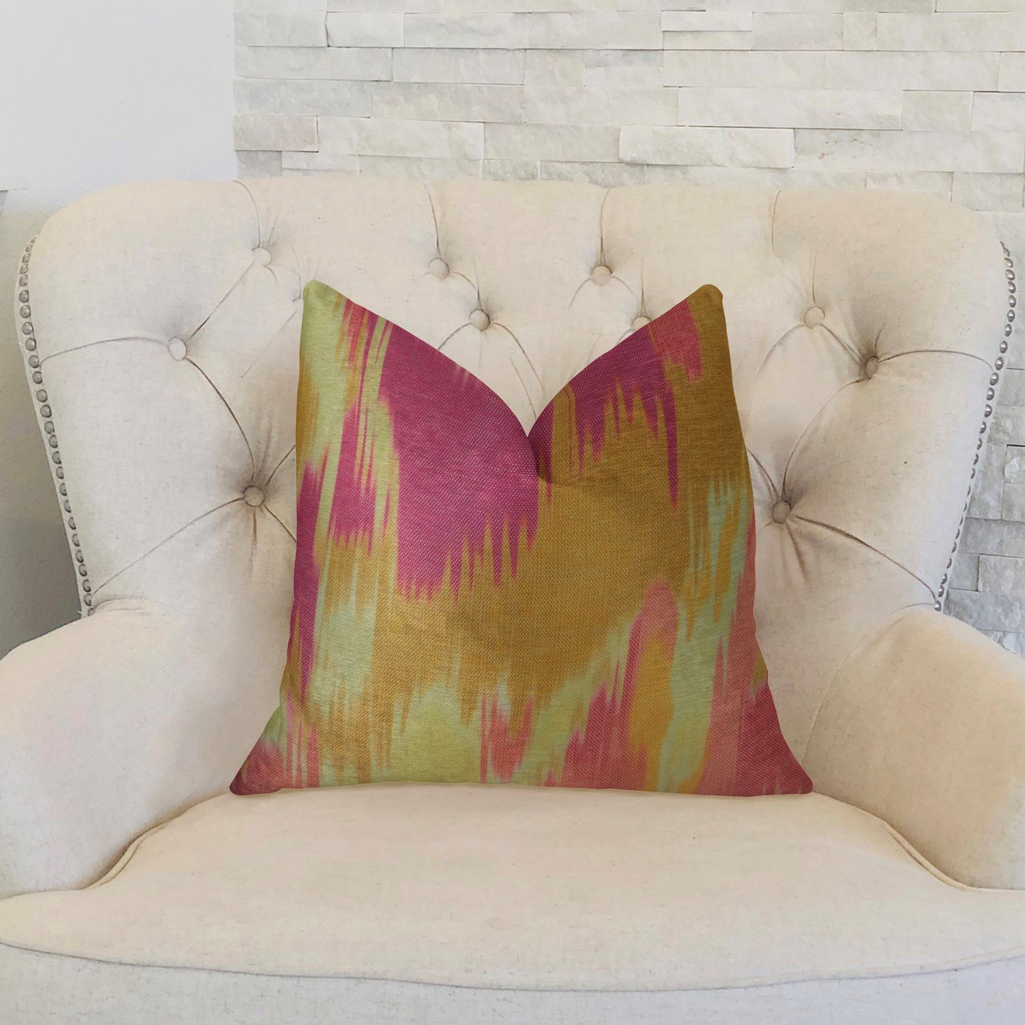 Electra Magenta Orange and Cream Handmade Luxury Pillow - Unique Home Decor