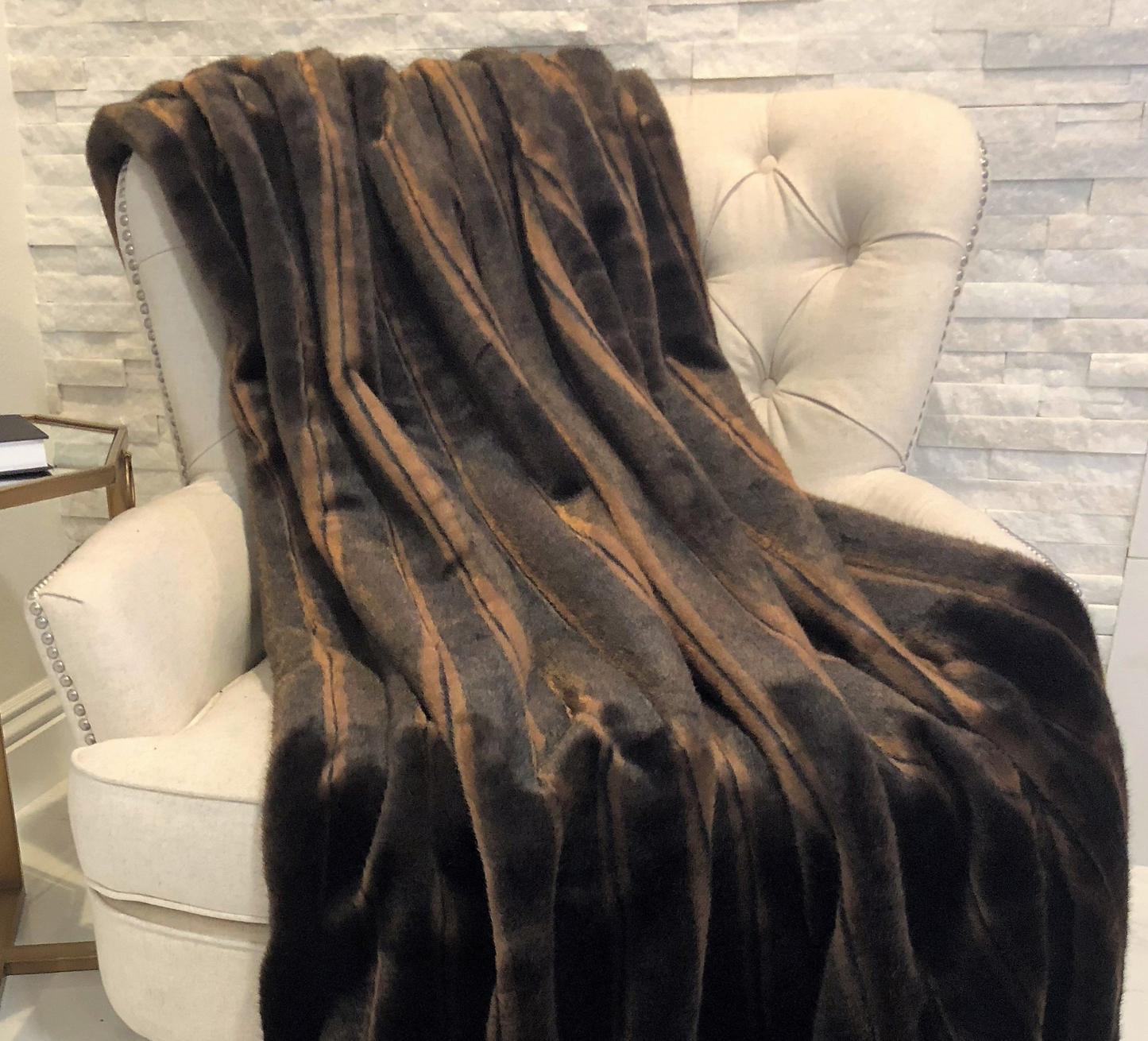 Fancy Brown Mink Handmade Luxury Throw - Cozy and Plush