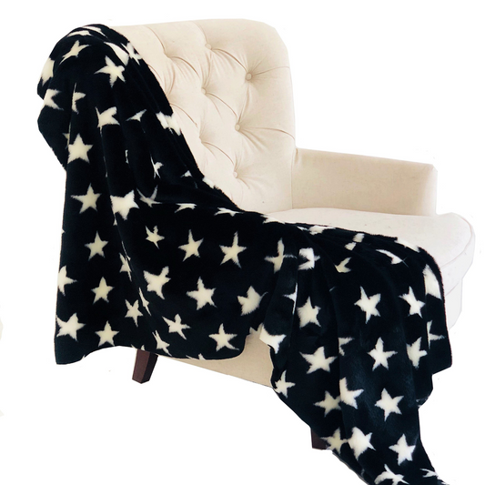 Black and White Stars Soft Handmade Luxury Throw - Designer Decor for Your Living Space