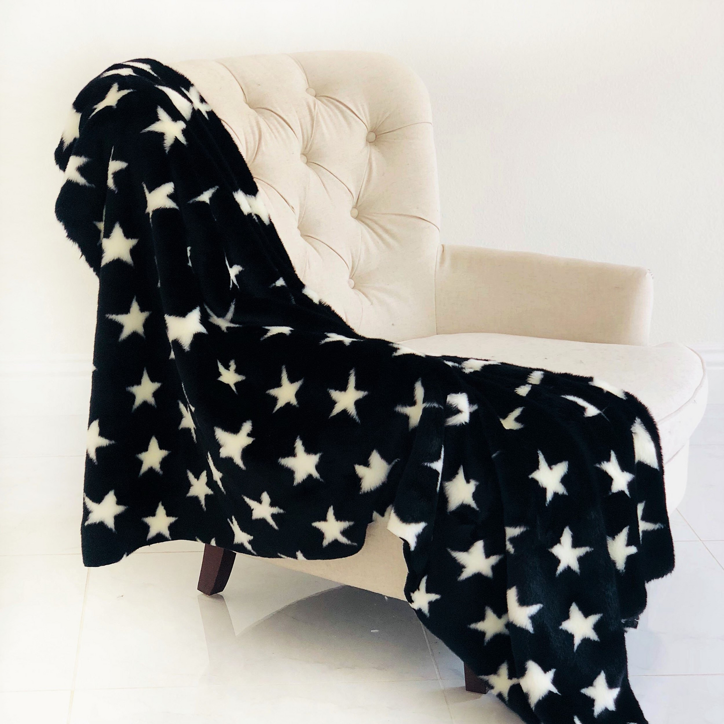 Black and White Stars Soft Handmade Luxury Throw - Designer Decor for Your Living Space