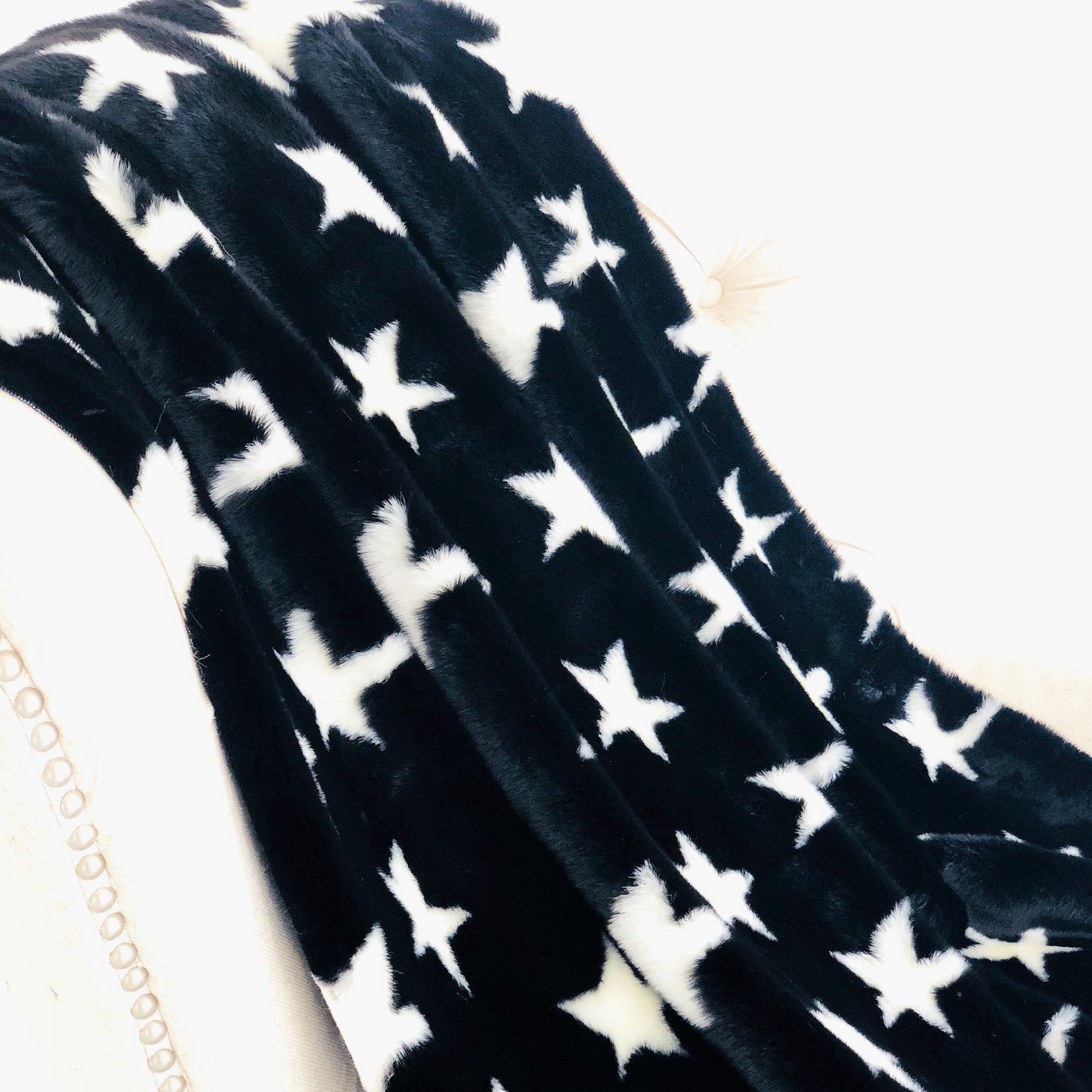 Black and White Stars Soft Handmade Luxury Throw - Designer Decor for Your Living Space