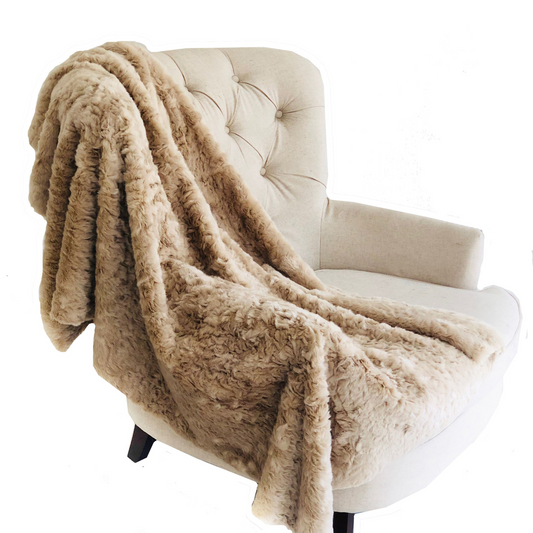 Champagne Persian Chilla Faux Fur Handmade Luxury Throw | Tissavel Collection