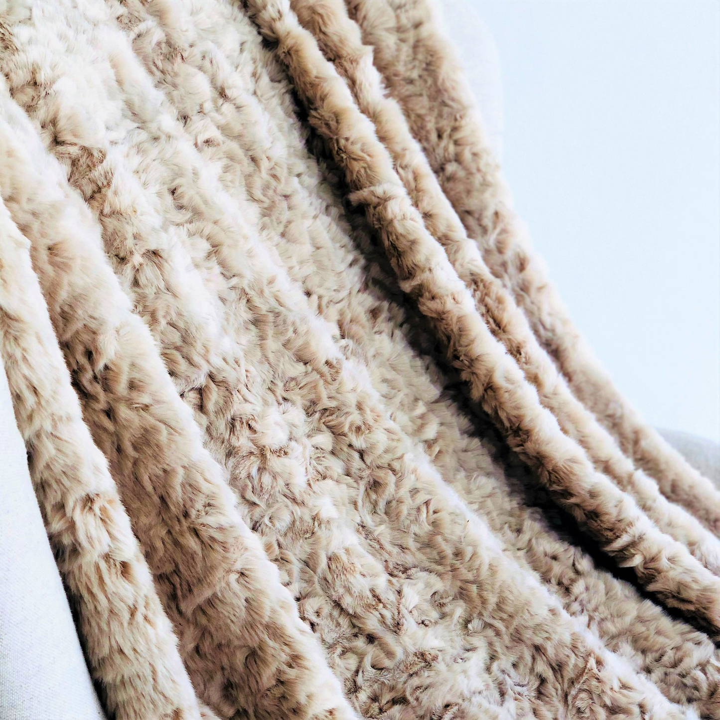 Champagne Persian Chilla Faux Fur Handmade Luxury Throw | Tissavel Collection