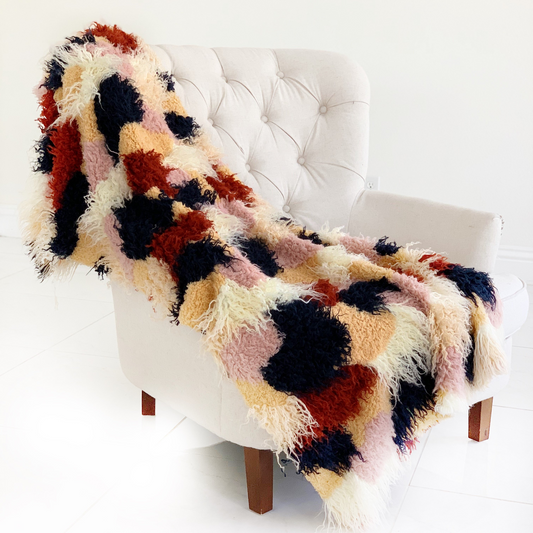 Fanciful Boho Plush Handmade Luxury Faux Fur Throw - Add Texture and Comfort to Your Living Space