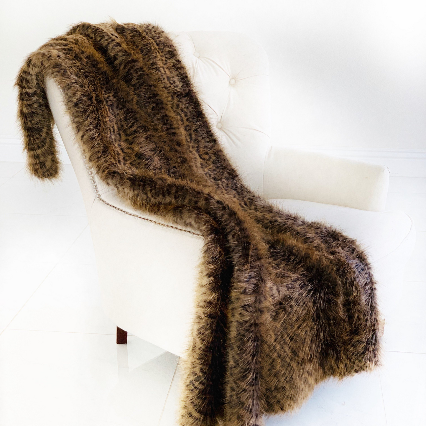 Plush Tawny WildCat Handmade Luxury Faux Fur Throw - Designer Accent for Your Home