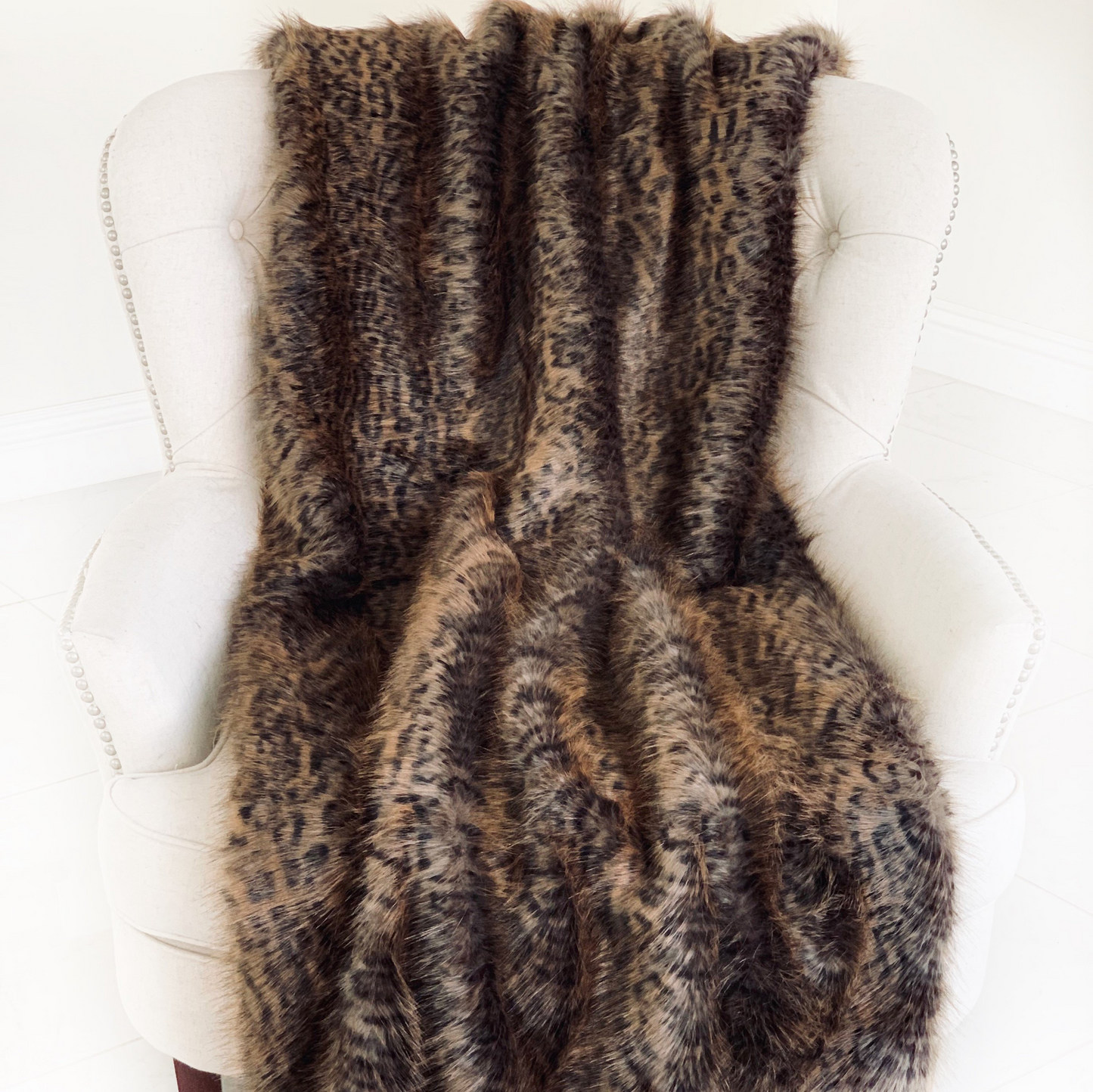 Plush Tawny WildCat Handmade Luxury Faux Fur Throw - Designer Accent for Your Home