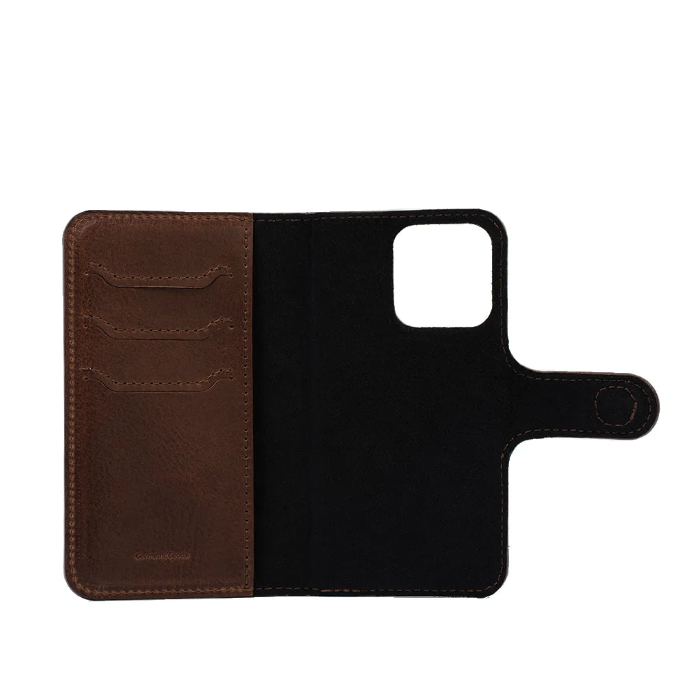 iPhone 14 Series Leather MagSafe Folio Case Wallet with Grip - Premium Full-Grain Vegetable-Tanned Leather