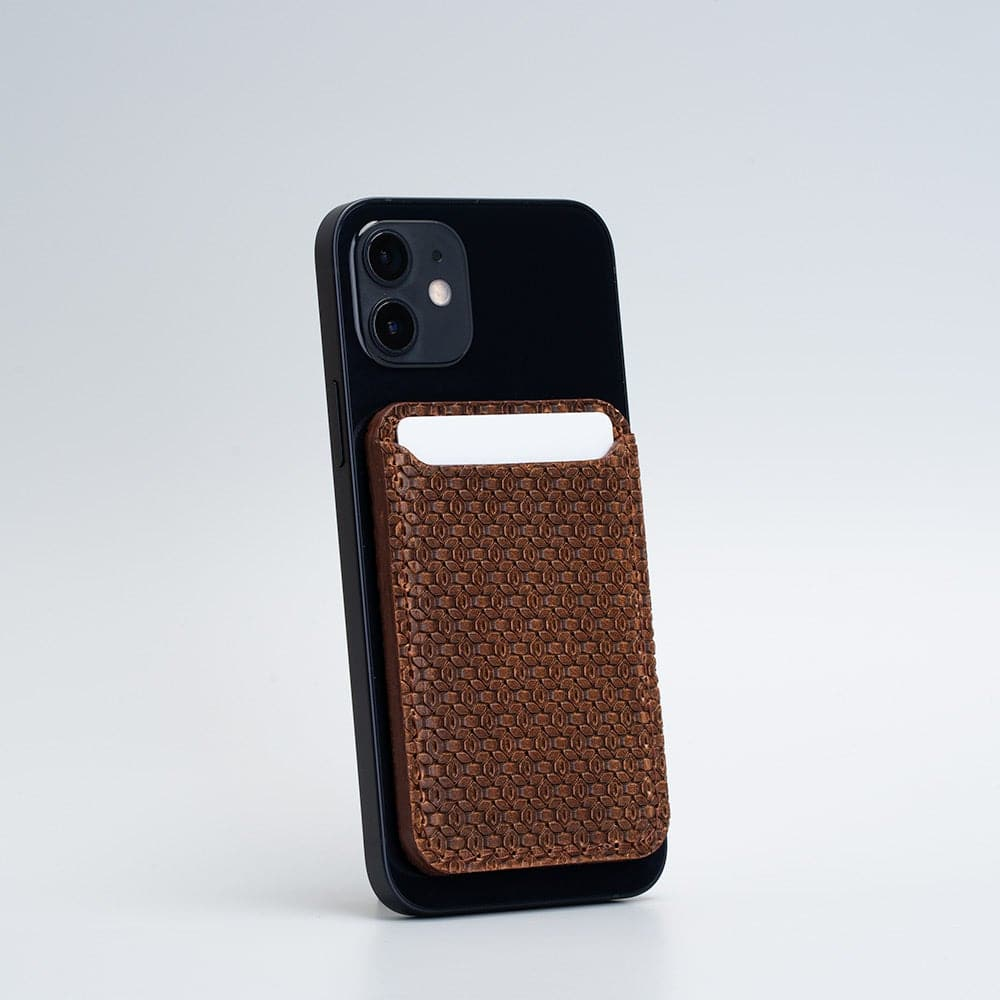 MagSafe Leather Wallet Geometric Net - Luxury Handcrafted iPhone Wallet