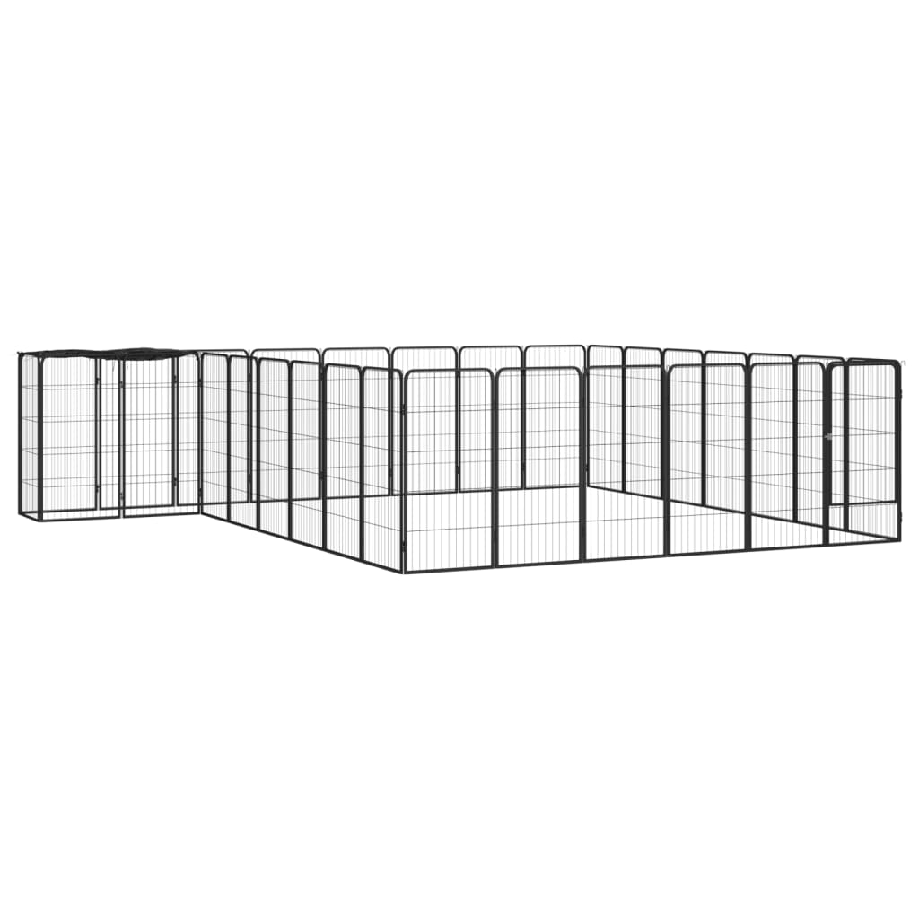 vidaXL 30-Panel Dog Playpen Black 19.7"x39.4" - Powder-coated Steel