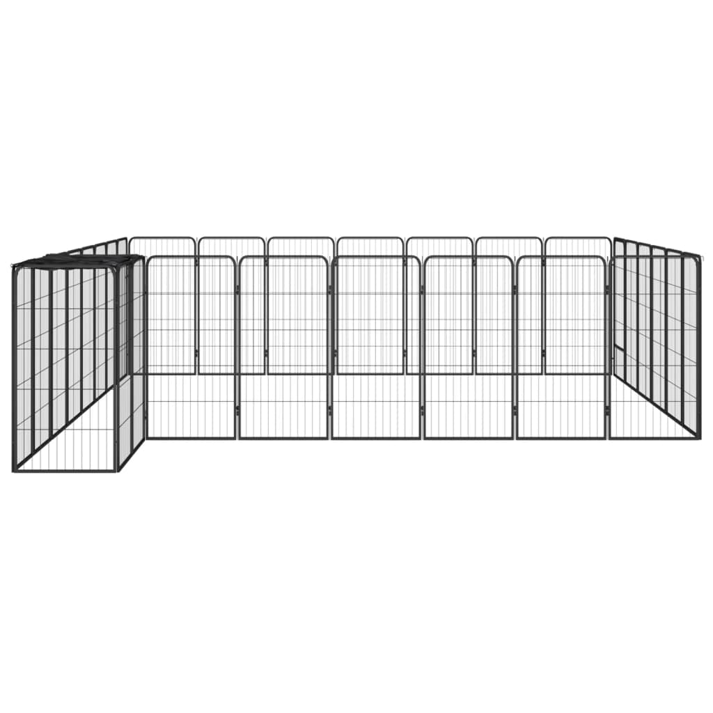 vidaXL 30-Panel Dog Playpen Black 19.7"x39.4" - Powder-coated Steel