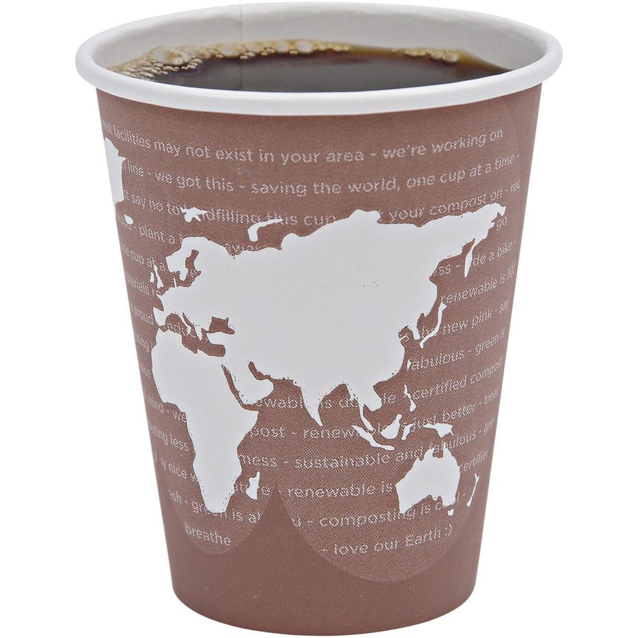 Eco-Products 8 oz World Art Hot Beverage Cups - Leakproof and Eco-Friendly