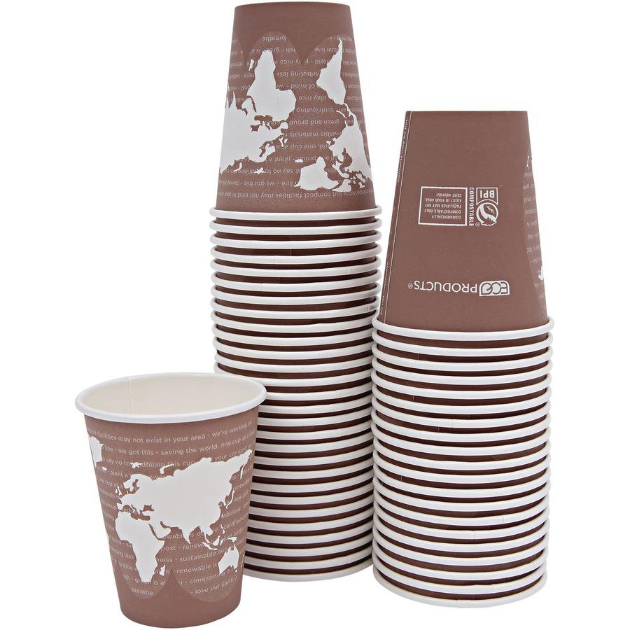 Eco-Products 8 oz World Art Hot Beverage Cups - Leakproof and Eco-Friendly